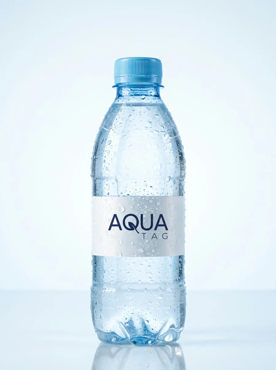 Botella de agua AquaTag con etiqueta personalizada